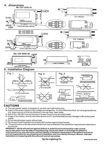 NeonPro ME-120-9000-30FL NEON SIGN POWER SUPPLY TRANSFORMER - NEW! - Picture 5 of 5