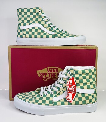 Checkered Vans Light Green High Top Vans Vans Sk8-Hi Checkerboard