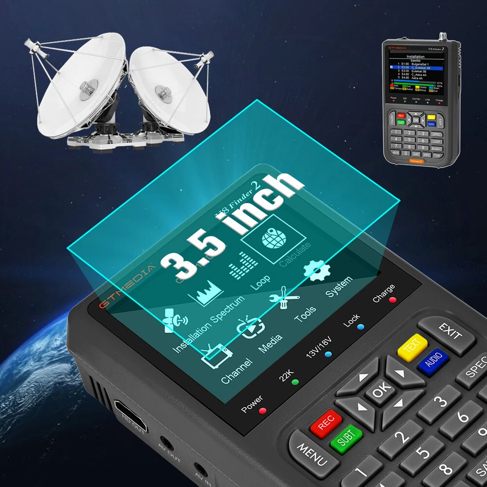 V8 Finder DVB-T/T2 DVB-S/S2/S2X Kabel Digital Signal Meter FTA Satfinder WIFI - Bild 4 von 4