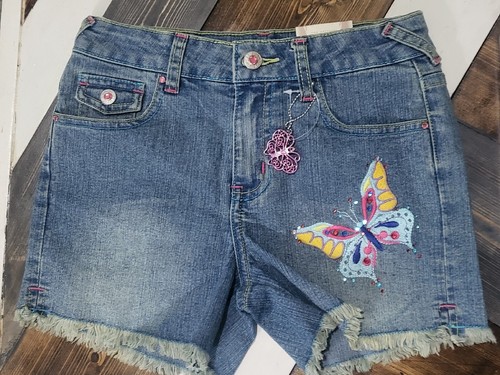 Arizona NWT Butterfly Jean Shorts Girls 12 Slim, 5 Pocket, Cut-offs, w/Keychain