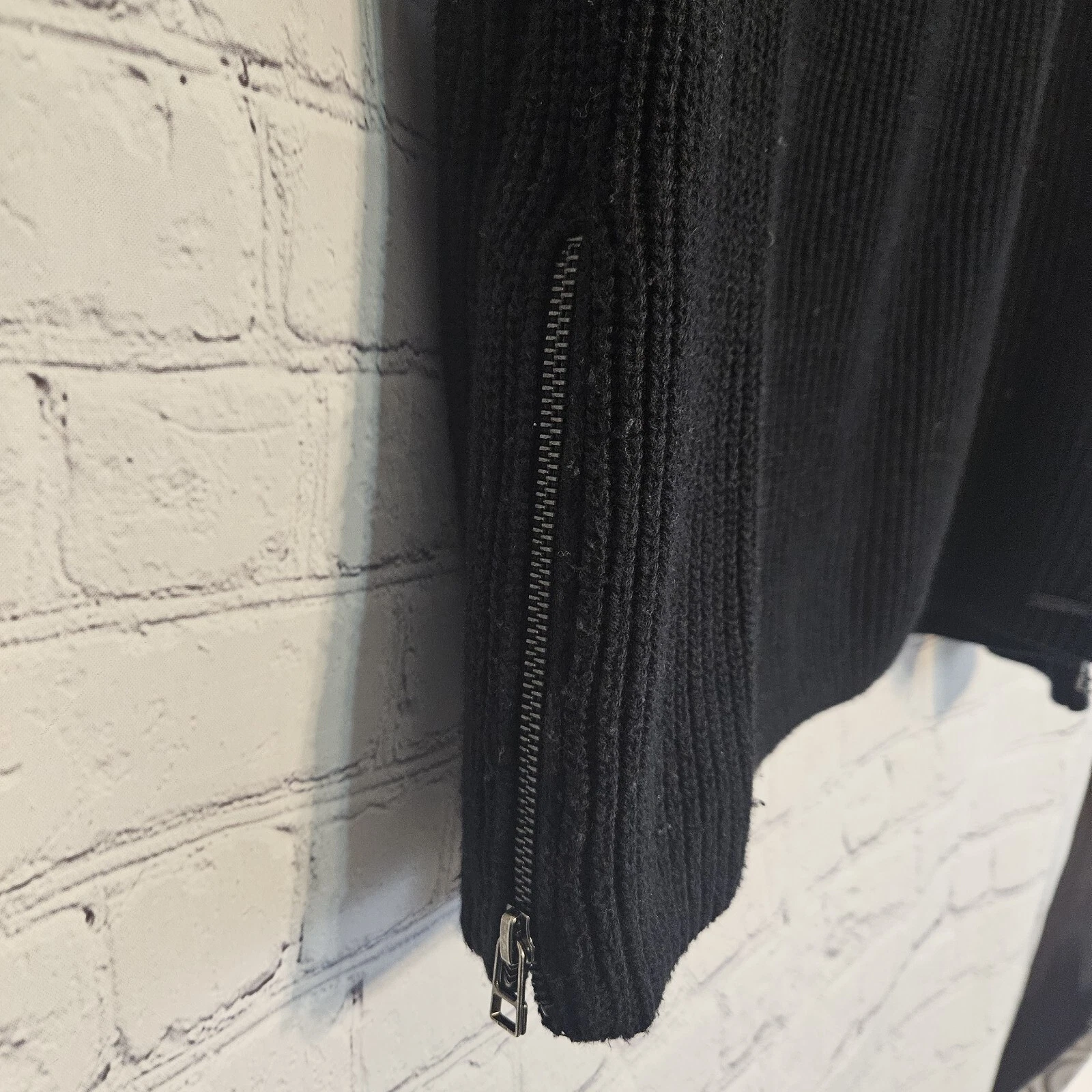 sweaty-betty ribbed mock neck cotton/wool blend tunic shirt