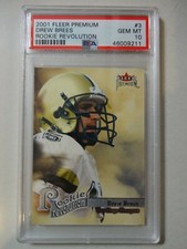 PSA 10 2001 FLEER PREMIUM DREW BREES ROOKIE REVOLUTION RC #3