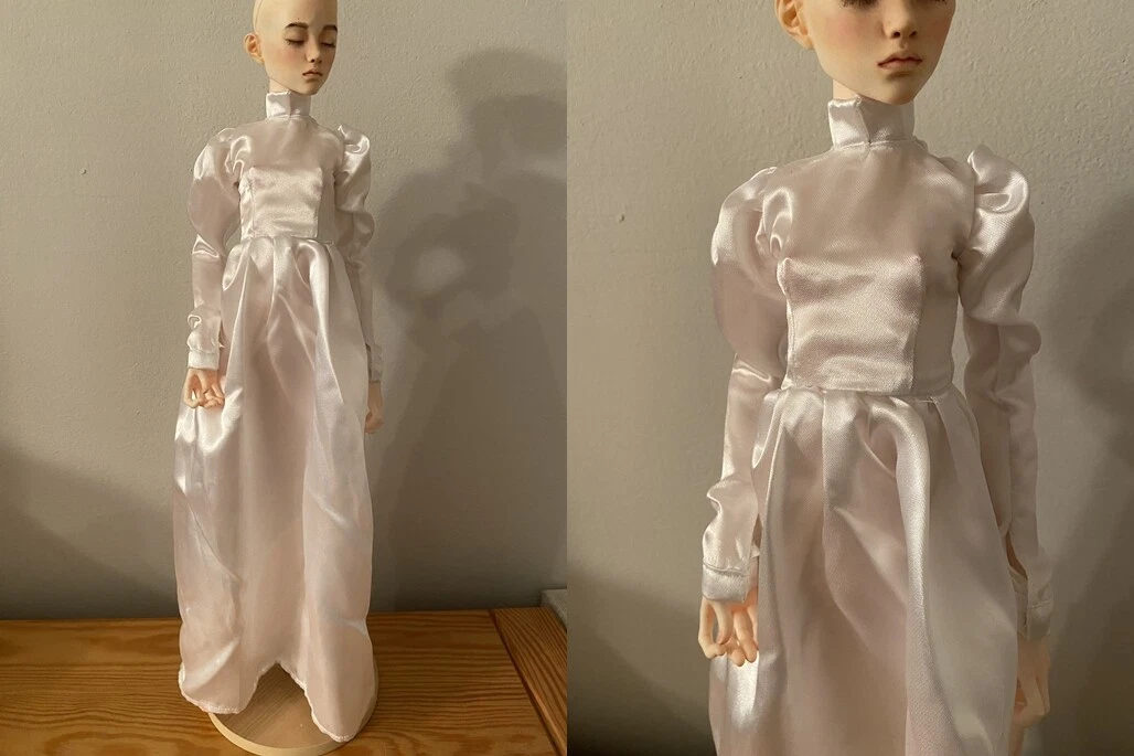 OOAK retro dress gown outfit for BJD Doll 1 3 Pasha original size collar white