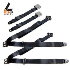 3 point Lap & Diagonal Seatbelt for Classic Car Set- BLACK (2 OFF)