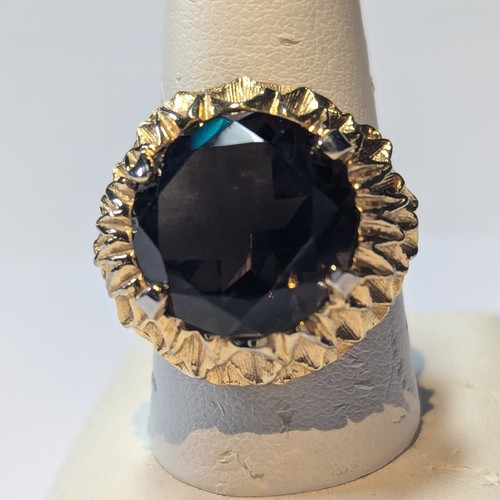 Anillo de cóctel Napier vintage marrón ahumado estrás chapado en oro ajustable años 60 - Imagen 5 de 18