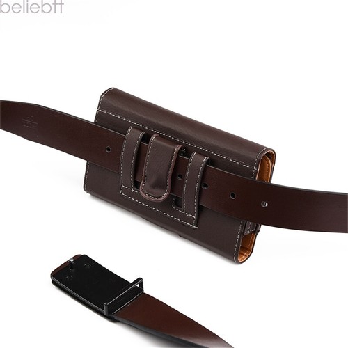 Mens Large Horizontal Universal Leather Cell Phone Case Cover Pouch Holster Belt - Picture 12 of 21