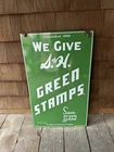 VINTAGE 50's S&H GREEN STAMPS SIDE 33x20 PORCELAIN SIGN