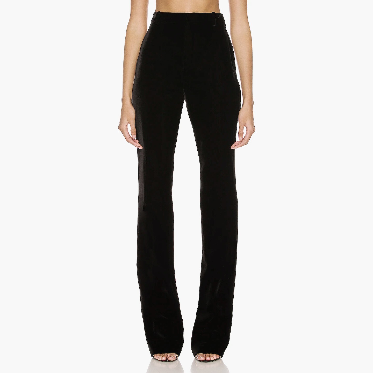 SAINT LAURENT 682712 Pantalone pantalone velluto vita alta fantasia capelli pelliccia sintetica 36 4 S