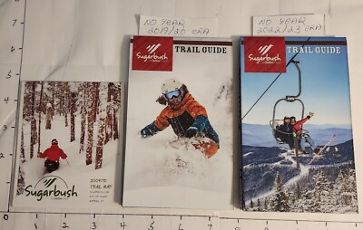 2009/10 SUGARBUSH SKI AREA TRAIL MAP WITH TWO RECENT MAPS TOO. ALL MINT.  SEE
