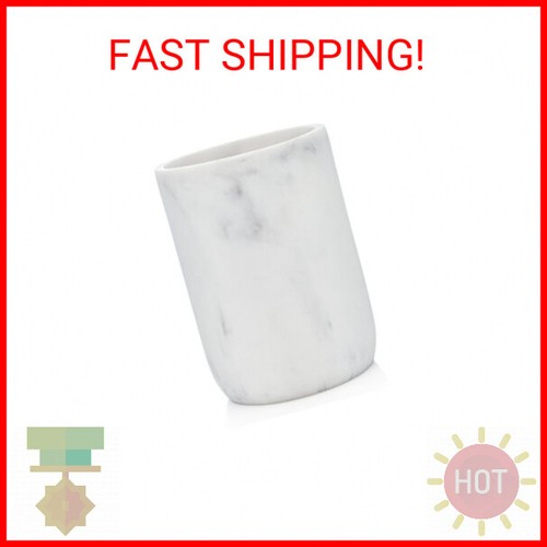 Essentra Home Blanc Collection White Bathroom Tumbler Cup for Vanity Countertops