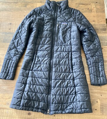 PATAGONIA Womens XS RADALIE Black Down Long Parka Quilted Puffer Jacket  27695