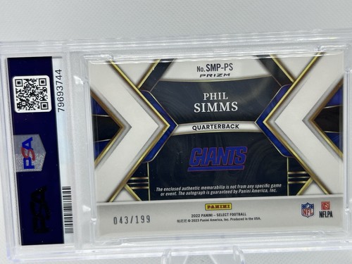 2022 Select #SMPPS Phil Simms Signature Memorabilia Prizm PSA 10 - Picture 5 of 7