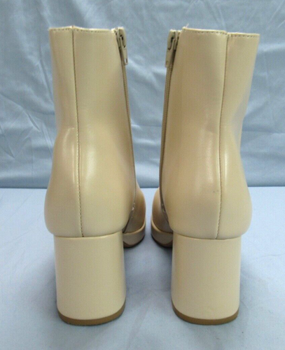 CHINESE LAUNDRY Dodger CREAM Faux Leather SIDE-ZIP Block Heel BOOTIES BOOTS Sz 8 - Picture 4 of 6