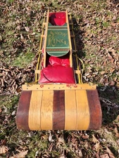 2 Vintage Family Paris Toboggan Sleds 72"18"10" W Children’s Sled Handmade Rare
