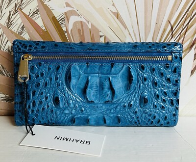 BRAHMIN NWT VIBRANT AZURE CORDELIA WALLET ~ GENUINE LEATHER | eBay