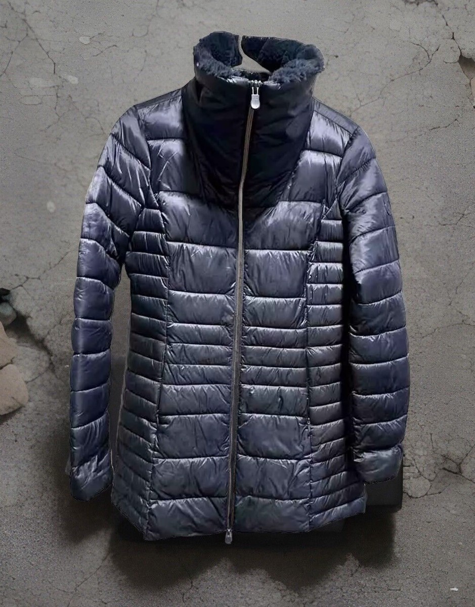Save The Ducks Women's Size 1 Hooded Coat Blue Plum tech