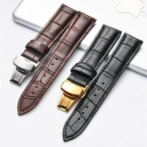 Genuine Leather Strap for Apple Watch Ultra 8 6 Steel Clasp Buckle Band 20mm
