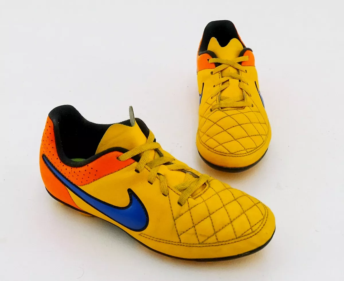 Nike Tiempo soccer shoes outdoor unisex synthetic orange yellow size 33