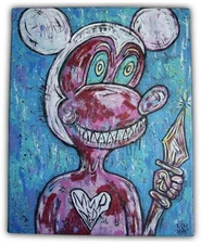 Original JUSTIN AERNI Large Painting circa 2012 canvas : " MR MURDER MOUSE "