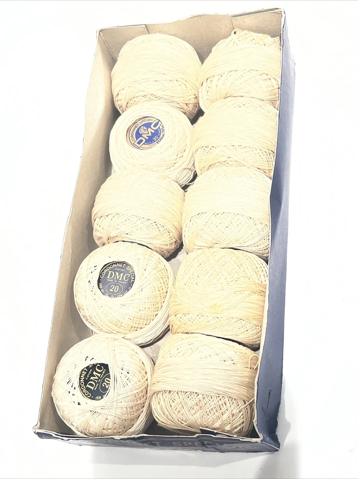 Lote de 10 DMC cordonnet rosca especial tamanho 20 cores ecru natural 174 jardas - Imagem 4 de 4