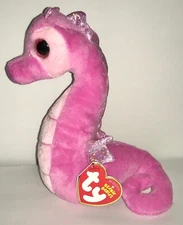 TY MAJESTIC PINK SEAHORSE 6" BEANIE BABY-NEW W/ TAG,RETIRED, HTF-LOVES THE BEACH