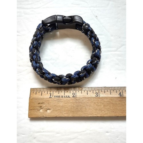 Handmade Paracord Survival Bracelet With Buckle Blue & Black 8"Bracelet Accessor - Picture 3 of 7