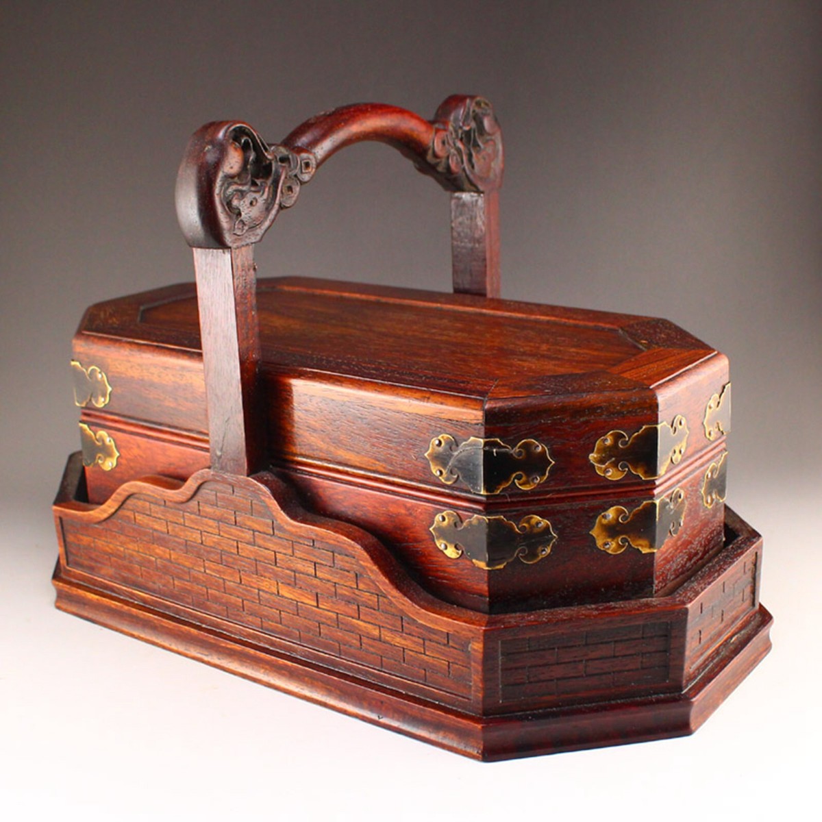 Vintage Chinese Zitan Wood Handle Food Box | eBay