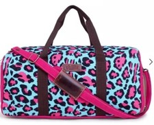 Sixtease Sb-4339 16 Duffle Bag Pink Blue Cheetah Print UpCycled Canvas