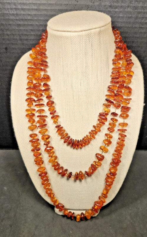 Amber Vintage Estate 3 Strands Hand Strung Knotted Wear All or One 32-26-21"