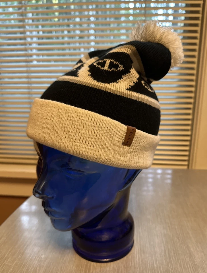 POLER Stuff Pom Gorro Tejido Gorra Campamento Vibraciones Blanco Azul Marino Exterior Esquí Poof Ball Hat Foto 2 de 4