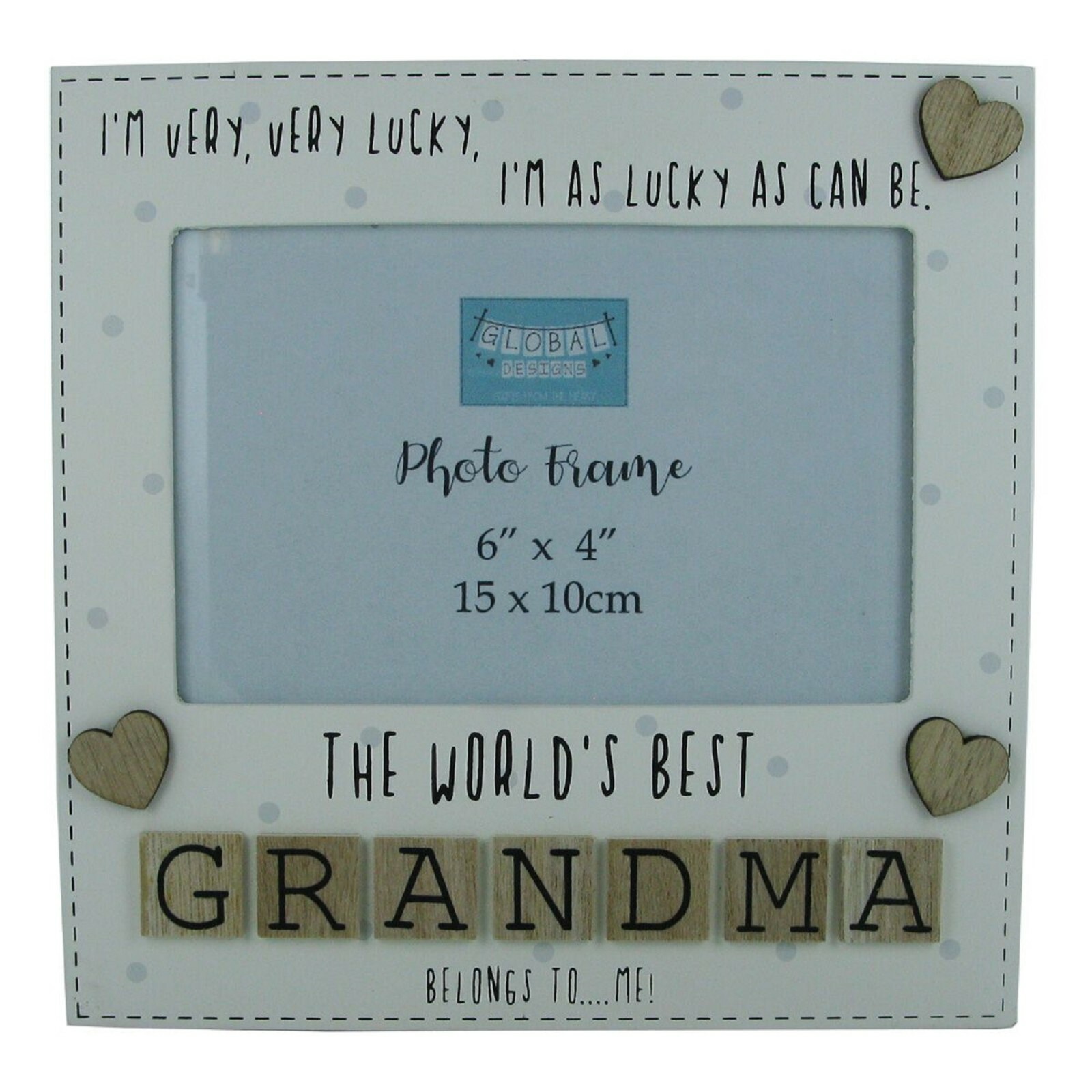 Photo Frame The Worlds Best Grandma Grandmother Gift Tile Art Wood Cream 6x4""
