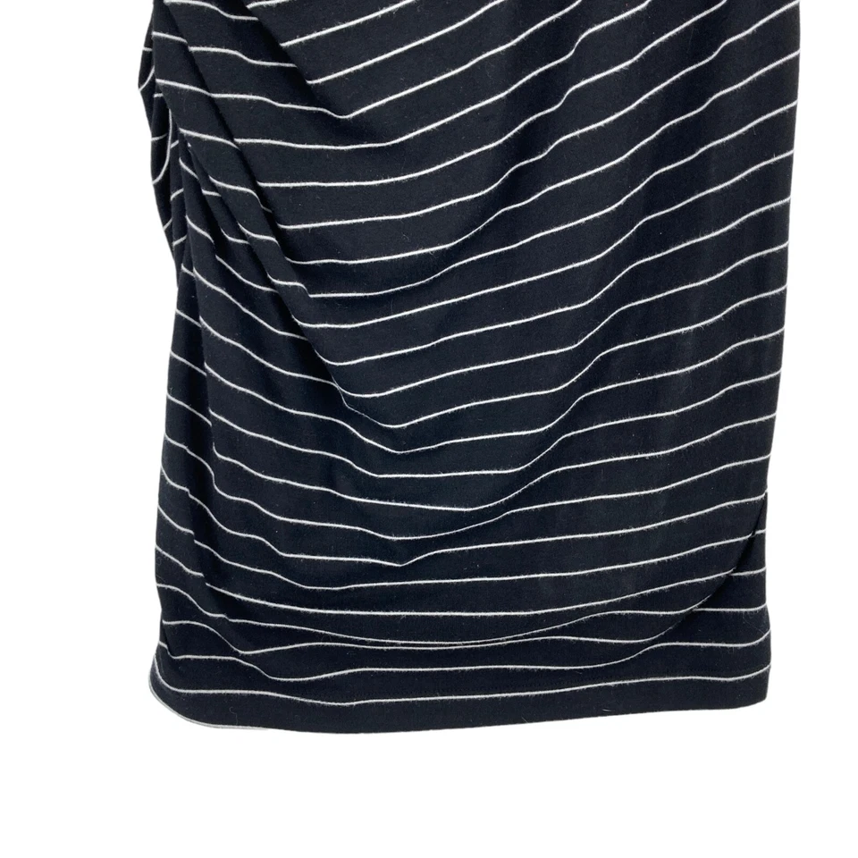 Banana Republic Shift Dress Womens Medium Black White Striped Knit Side Stretch - Image 3 of 4