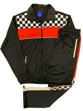 Men s Checker Box Tracksuit 2-piece full Jogging Matching Outfit Suit