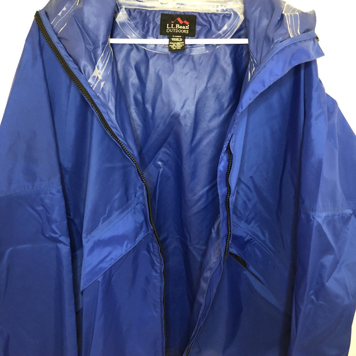 小物 LL bean nylon long coat jacket vintage LL Bean Coat Size Large Men's Blue Hooded Jacket Made In USA