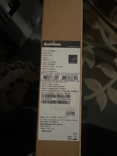 New Lenovo IdeaPad S510P i5-4200U Touch SCRN 1.6GHz 12GB Memory 512GB SSD - Picture 3 of 8