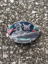 Vintage 1981 US NAVY Belt Buckle By Bergamot Brass Works I-132 Made In USA