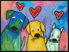 COMPLETED DIAMOND DOTZ: THREE AMIGOS: DOGS: 45 x 30cm
