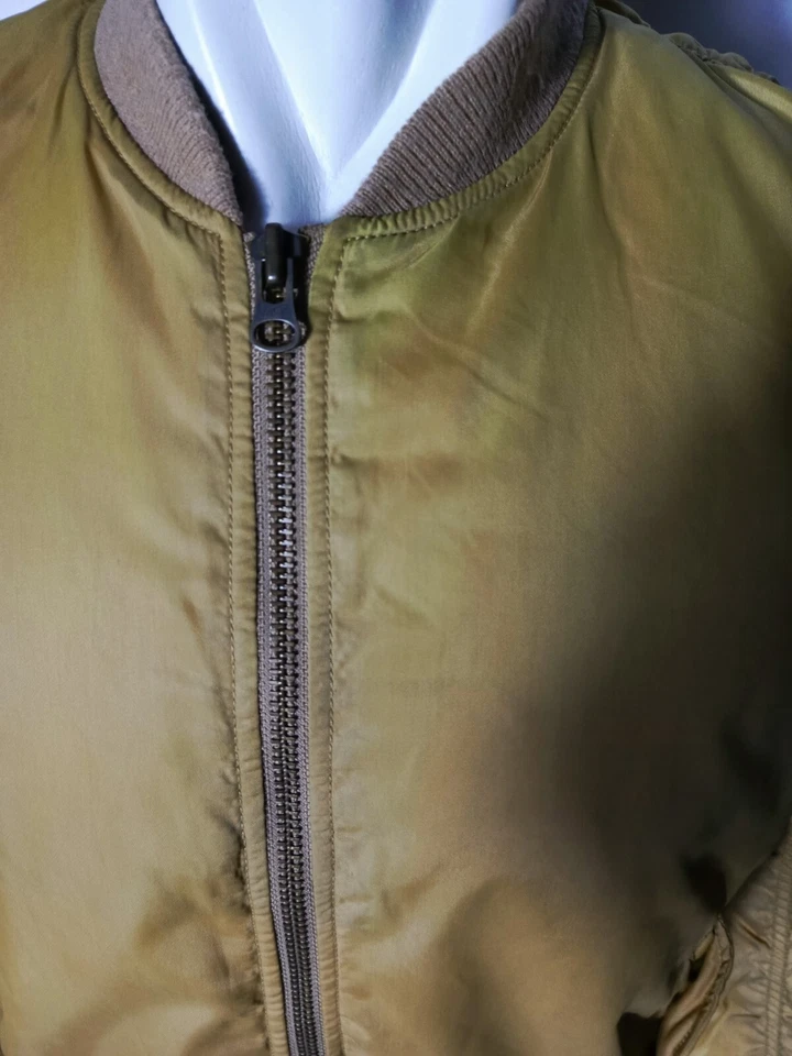 UPRIGHT Bomber Jacket Full Zip Double Sided Olive / Orange | Pit:21.5, Length:25 - Image 2 of 4