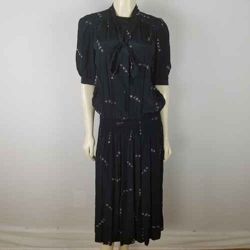 J.H. Paul ltd low waist vintage black and white oriental print dress sz 4