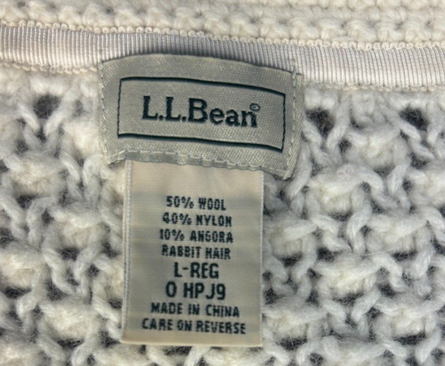LL Bean Cardigan Size Large Angora Wool Popcorn Bobble Knit Ivory Cottagecore - Photo 6 sur 8
