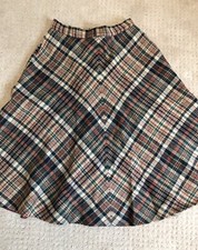 Vtg EVAN PICONE Plaid Wool Skirt Lined Pockets Union Made 25 waist