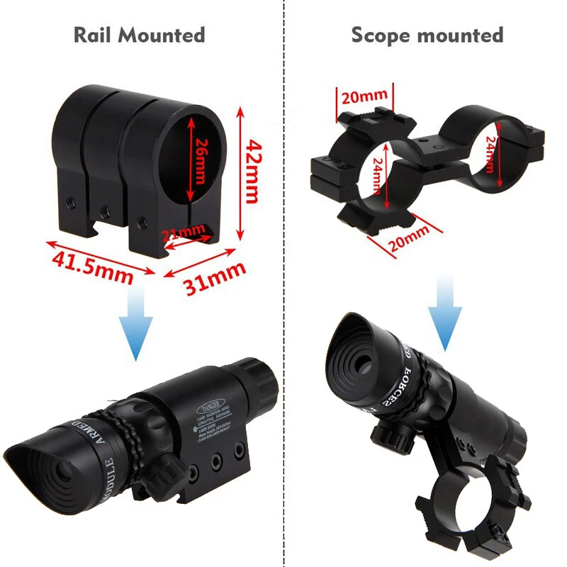 Tactical Red Dot Laser Beam Sight Scope Mount Rifle Pistol Air Gun Hunting Rail - Image 4 of 4