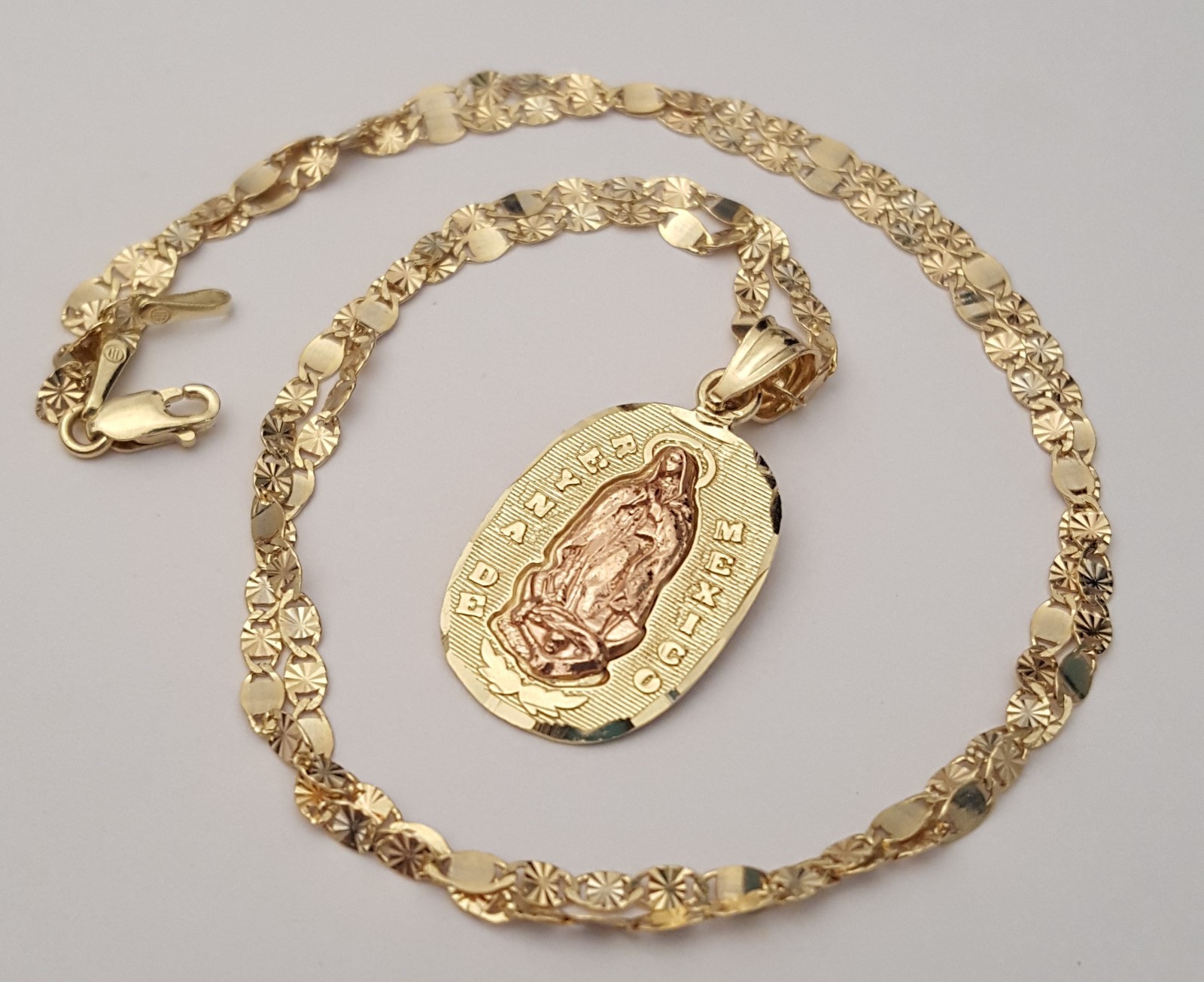 Real 14K Yellow Rose Gold Virgin Mary Pendant Charm Religious Valentin ...