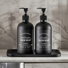 500ml Hand Pump Lotion Bottle Dish Soap Dispenser Shampoo Container Tray Holder