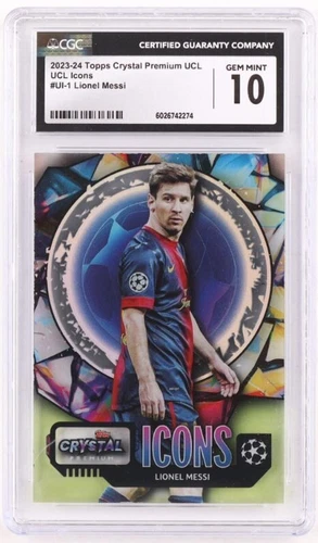 2023-24 Lionel Messi Topps Crystal Premium UCL Icons #UI1 CGC 10