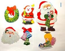 Vintage 21 Big Christmas Die Cut Cardboard Decorations/Window Signs 60s/70s/80s
