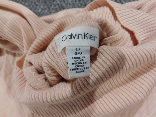 Calvin Klein Womens Sweater Large pink pullover stretch turtleneck - Picture 9 of 15