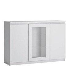 FRIBO MODERN 3 DOOR GLAZED SIDEBOARD BUFFET UNIT IN ALPINE WHITE