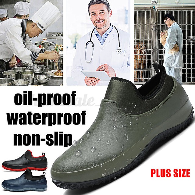 Mens Nonslip Chef Shoes Safety Work Oil & Water Proof Kitchen Garden