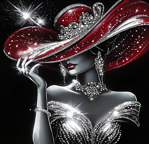 5D Diamond Painting Kits for Adults Beginners,Beauty Hat Diamond Art Kit,DIY Ful